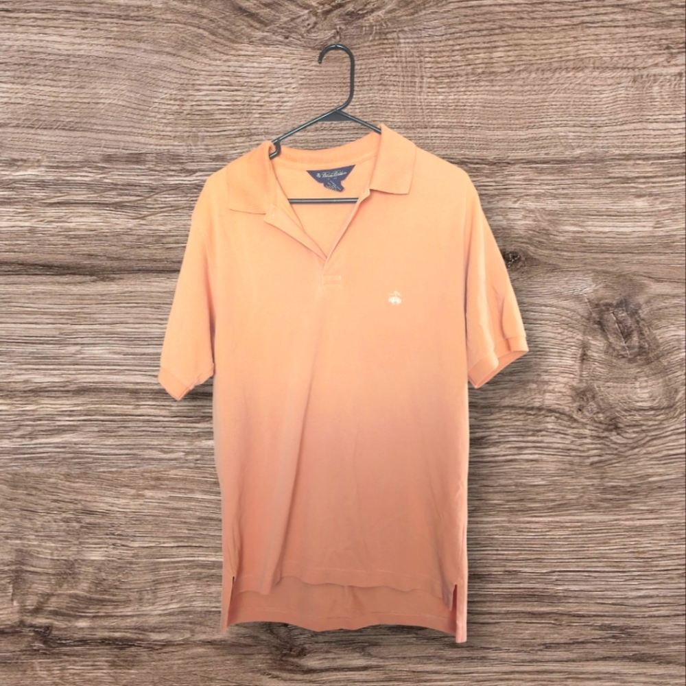 Brooks Brothers Slim Fit Performance Polo Shirt‎ Mens Medium Orange Logo